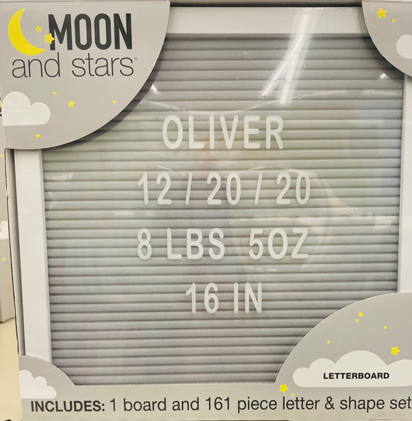 Moon 🌙 and Stars “Baby Announcement Letter Board”