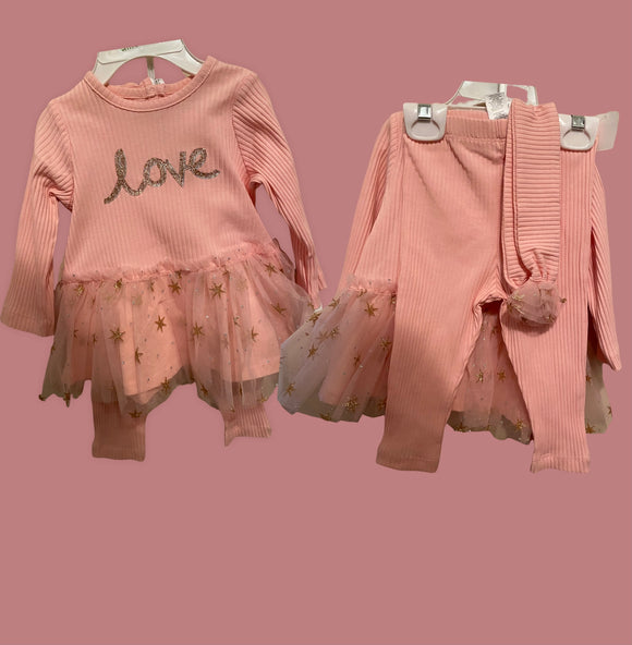 3 Piece Ballerina Set, Sizes 9 Months, 12 Months